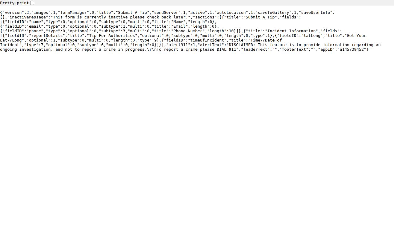 Blank George County Sheriff tip form schema