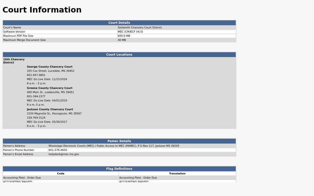 George County 16th Chancery MEC court information