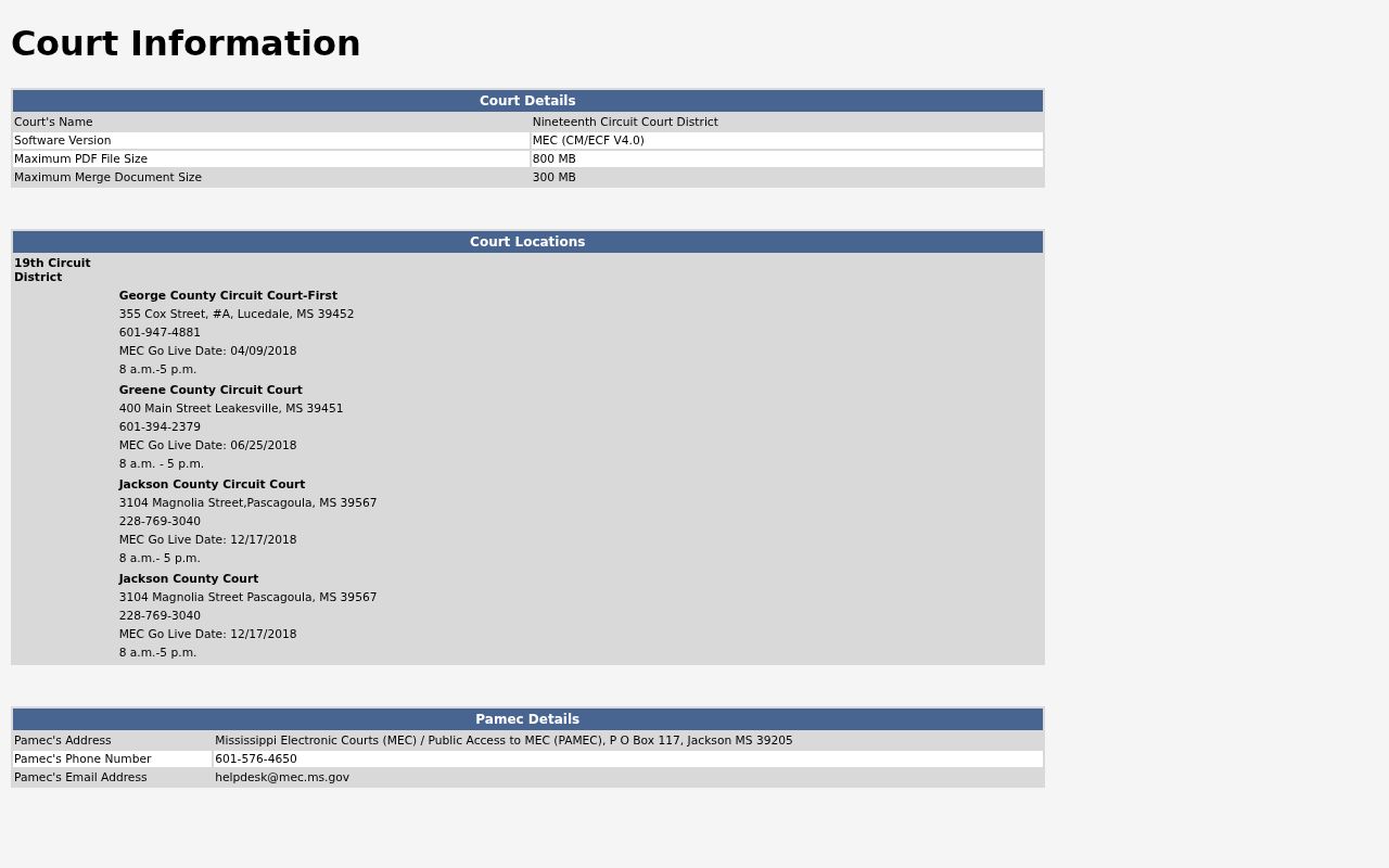 George County 19th Circuit MEC court information